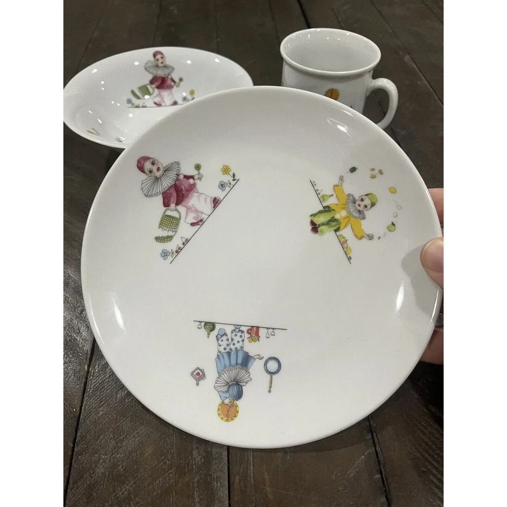 Vintage Bavarian W. German‎ Hummelwerk Porcelain Childs Dinner Set Clowns 1930s